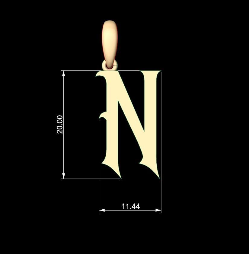 Initial Letters Pendant Oregon N 3D print model_4