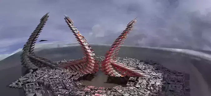 Sci fi Towers made of bone