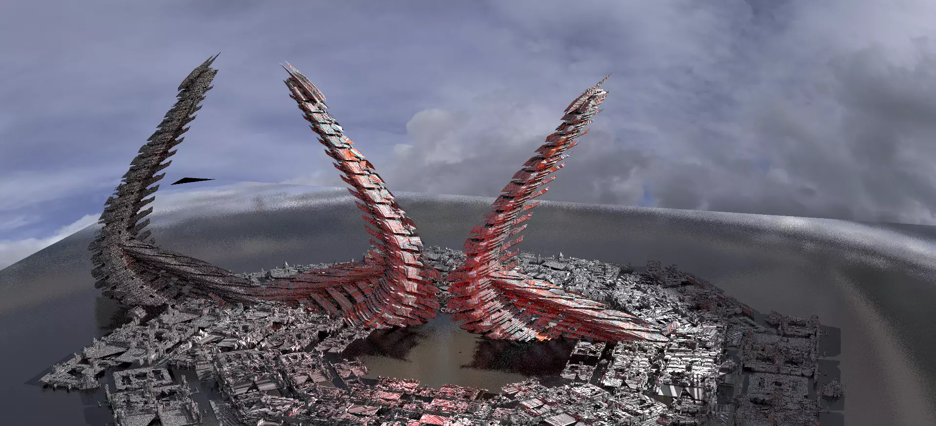 Sci fi Towers made of bone 3D model_0