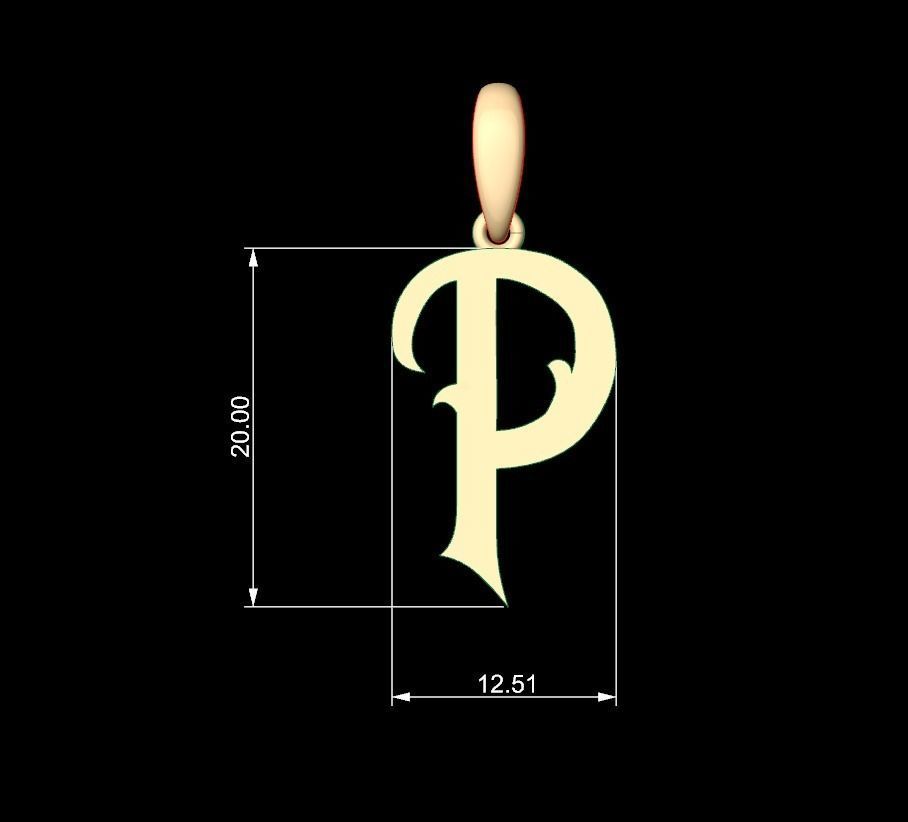 Initial Letters Pendant Oregon P 3D print model_4