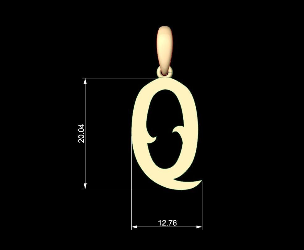 Initial Letters Pendant Oregon Q 3D print model_4