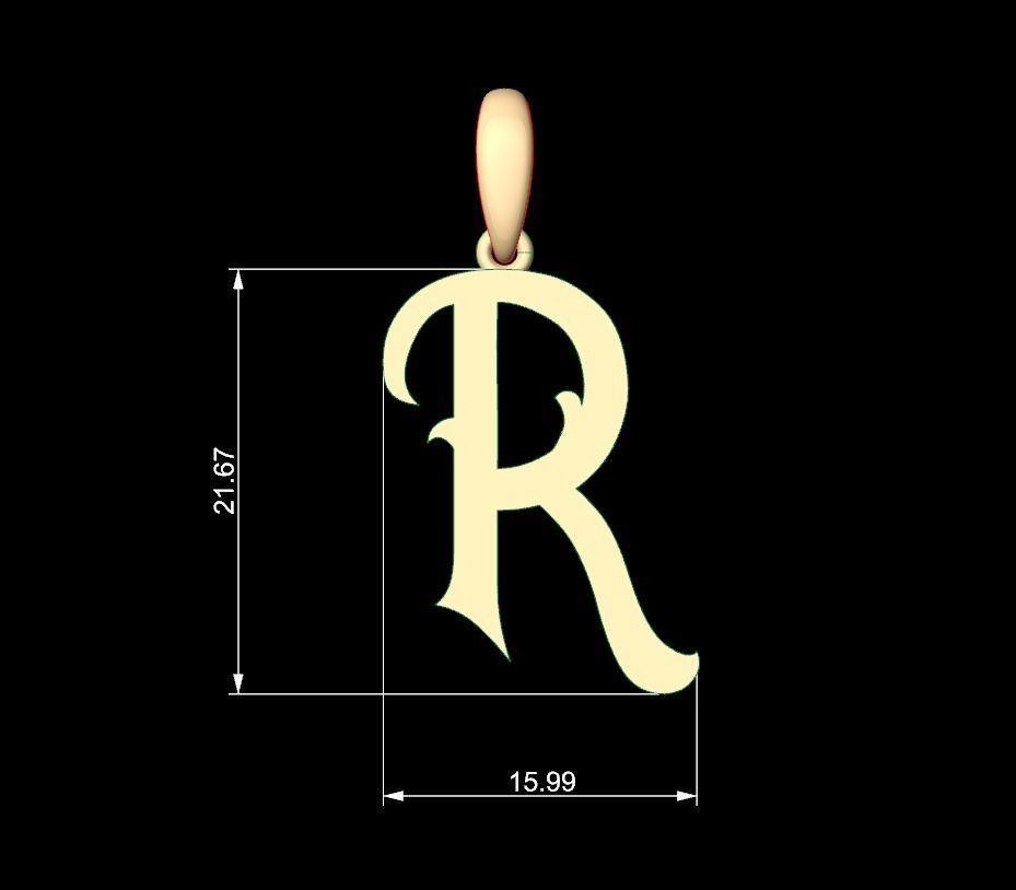 Initial Letters Pendant Oregon R 3D print model_4