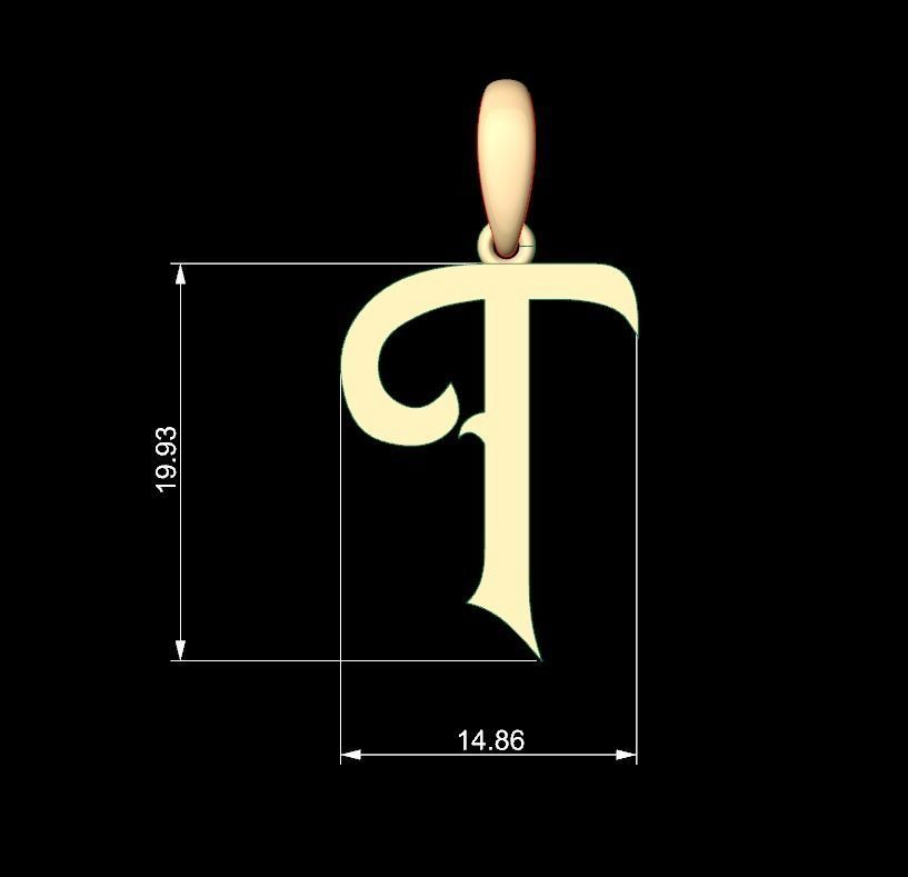Initial Letters Pendant Oregon T 3D print model_4