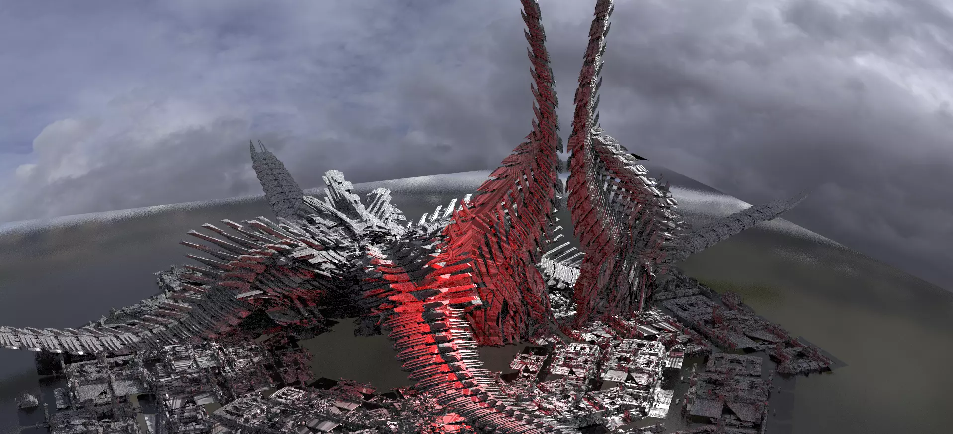 6 Dragon Tower Sci fi bone designs 3D model_0