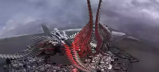 6 Dragon Tower Sci fi bone designs 3D model