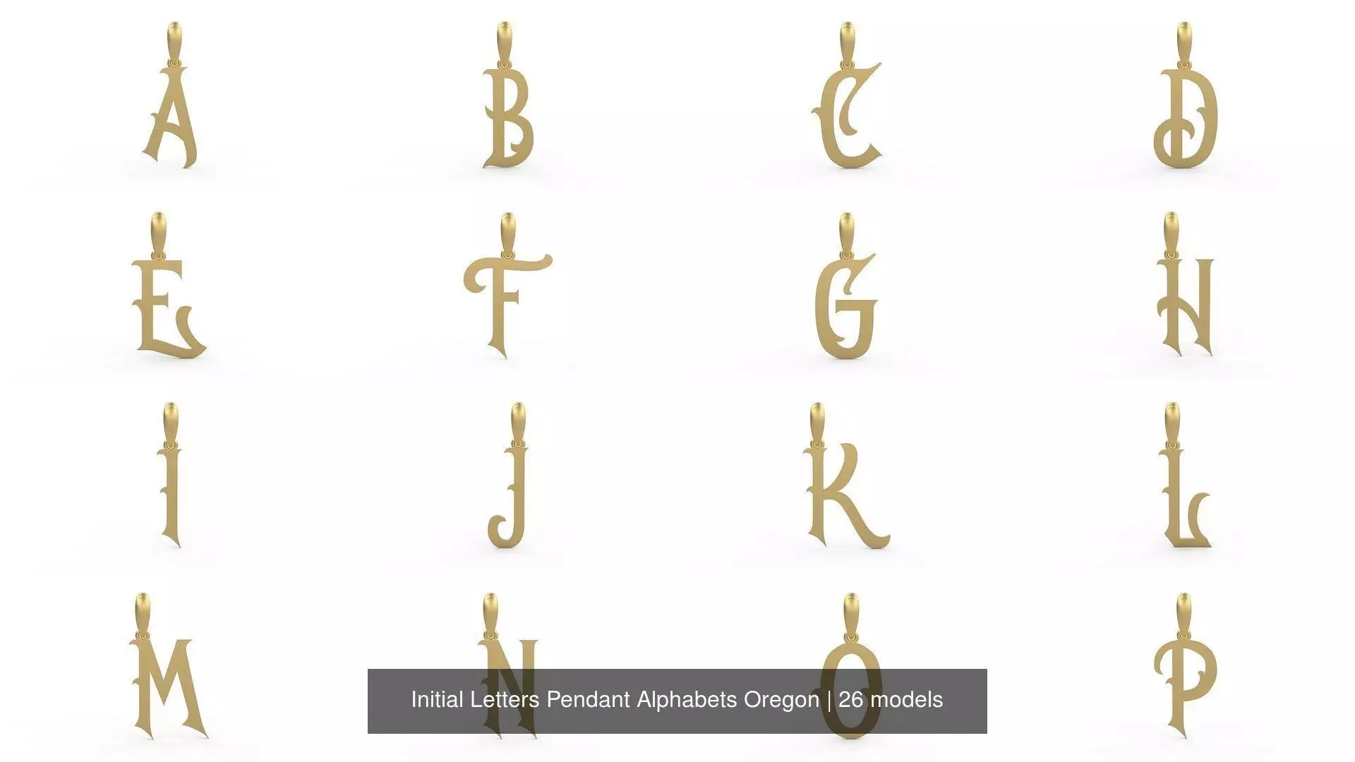 Initial Letters Pendant Alphabets Oregon 3D Model Collection_0