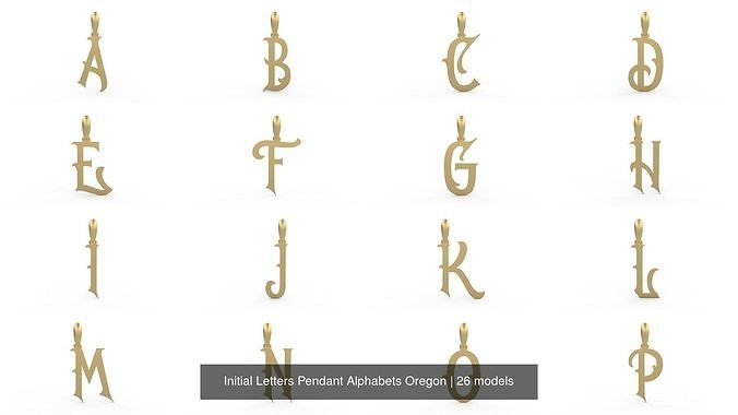 Initial Letters Pendant Alphabets Oregon 3D Model Collection
