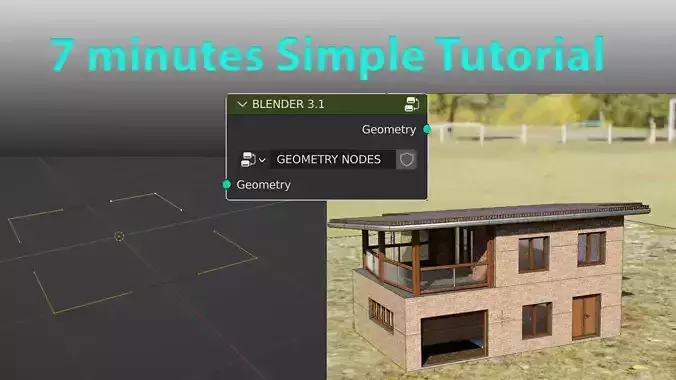 Geometry nodes - simple tutorial result file Low-poly 3D model