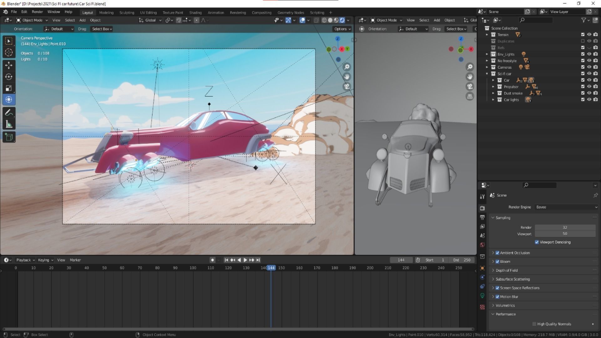 Sci-FI old car Animation Free low-poly 3D model_7