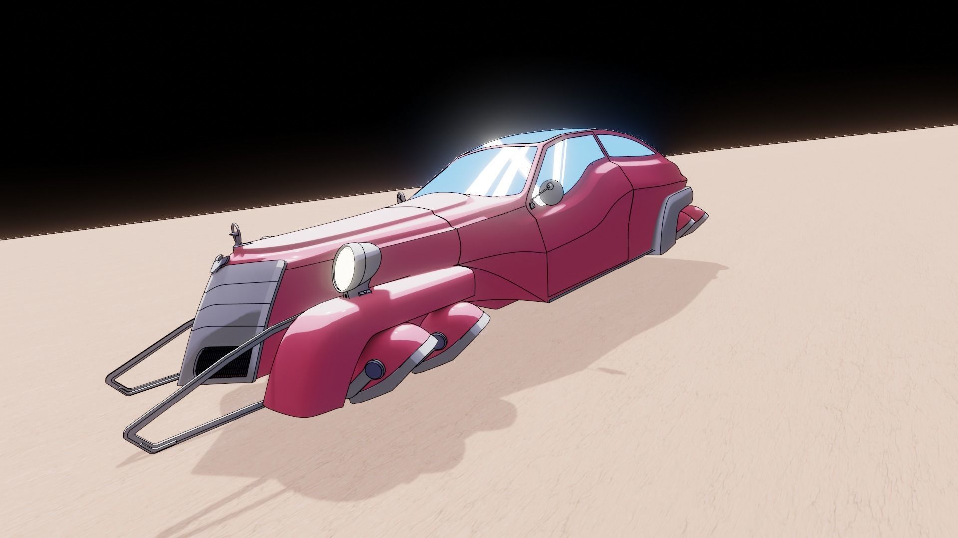Sci-FI old car Animation Free low-poly 3D model_9