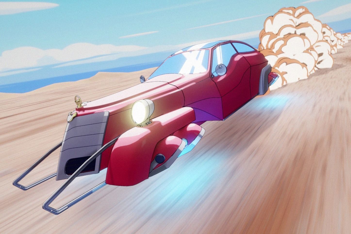 Sci-FI old car Animation Free low-poly 3D model_2