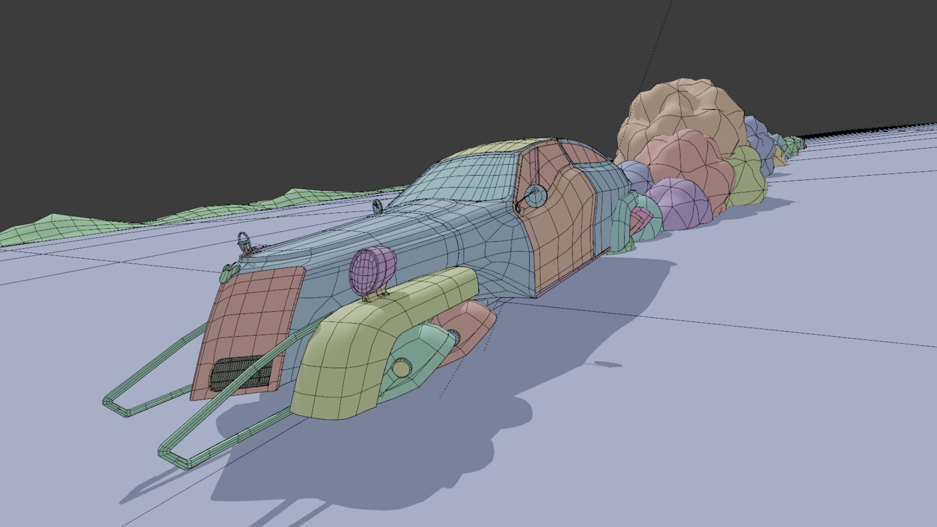 Sci-FI old car Animation Free low-poly 3D model_5