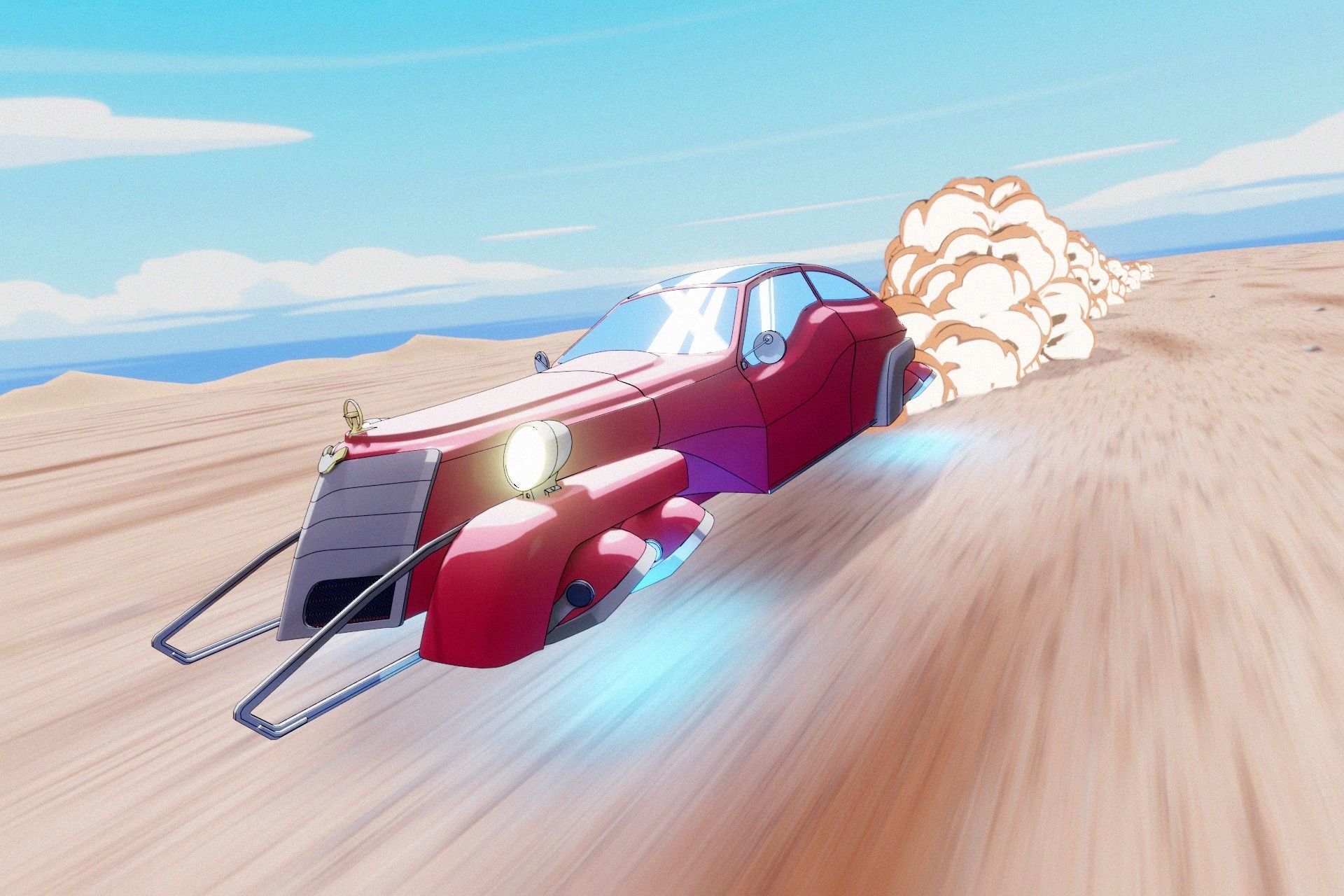 Sci-FI old car Animation Free low-poly 3D model_3