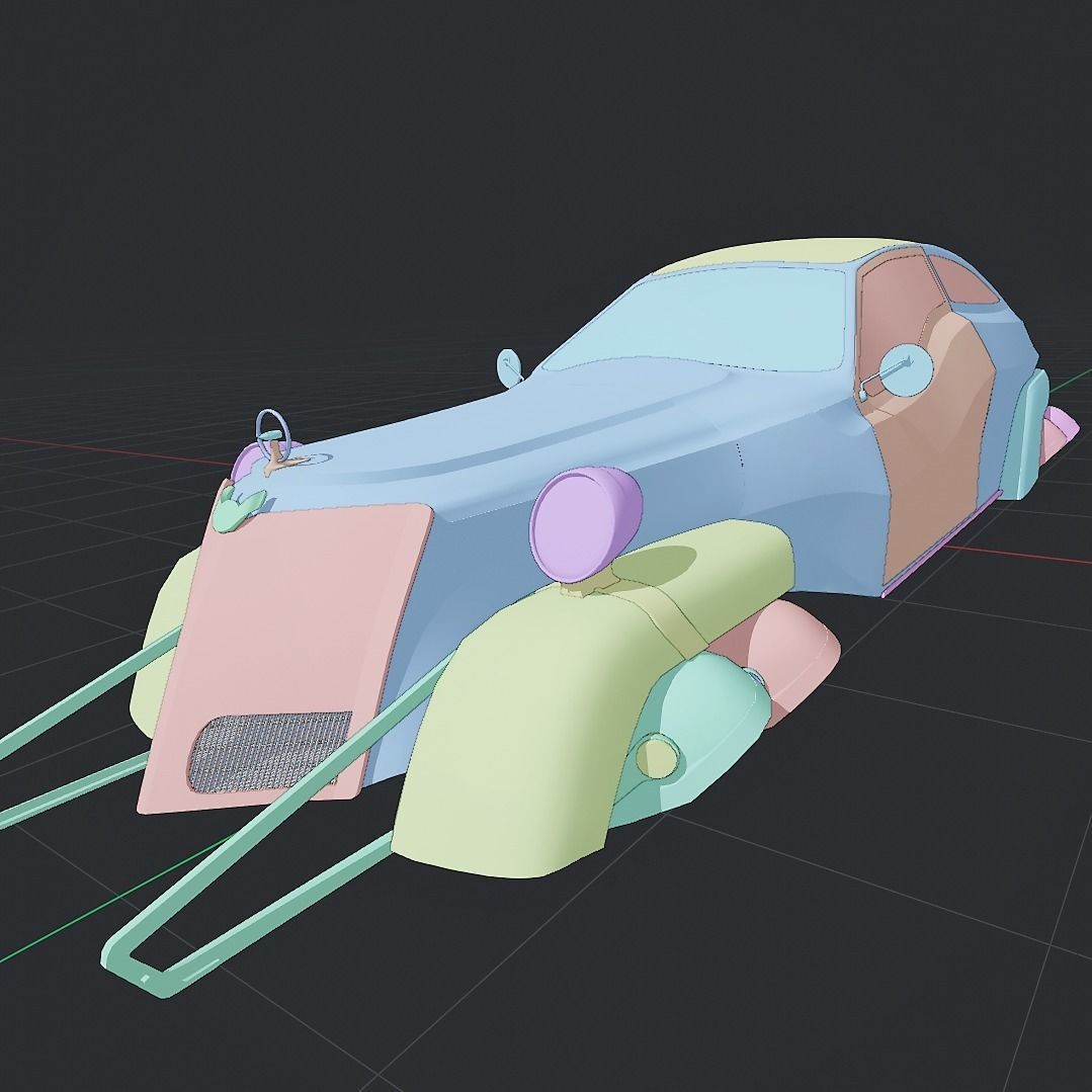 Sci-FI old car Animation Free low-poly 3D model_4