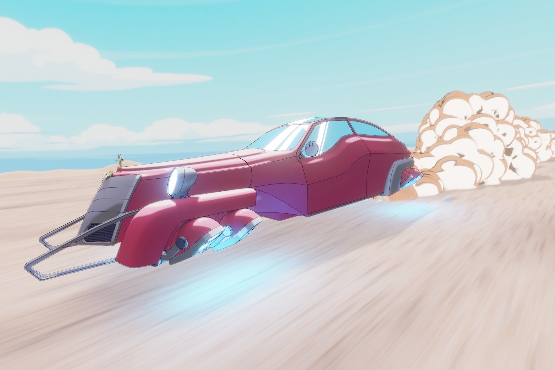 Sci-FI old car Animation Free low-poly 3D model_8