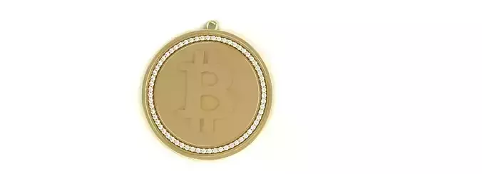 Bitcoin Diamond Pendant Gold Silver Platinum Luxury Round Stones
