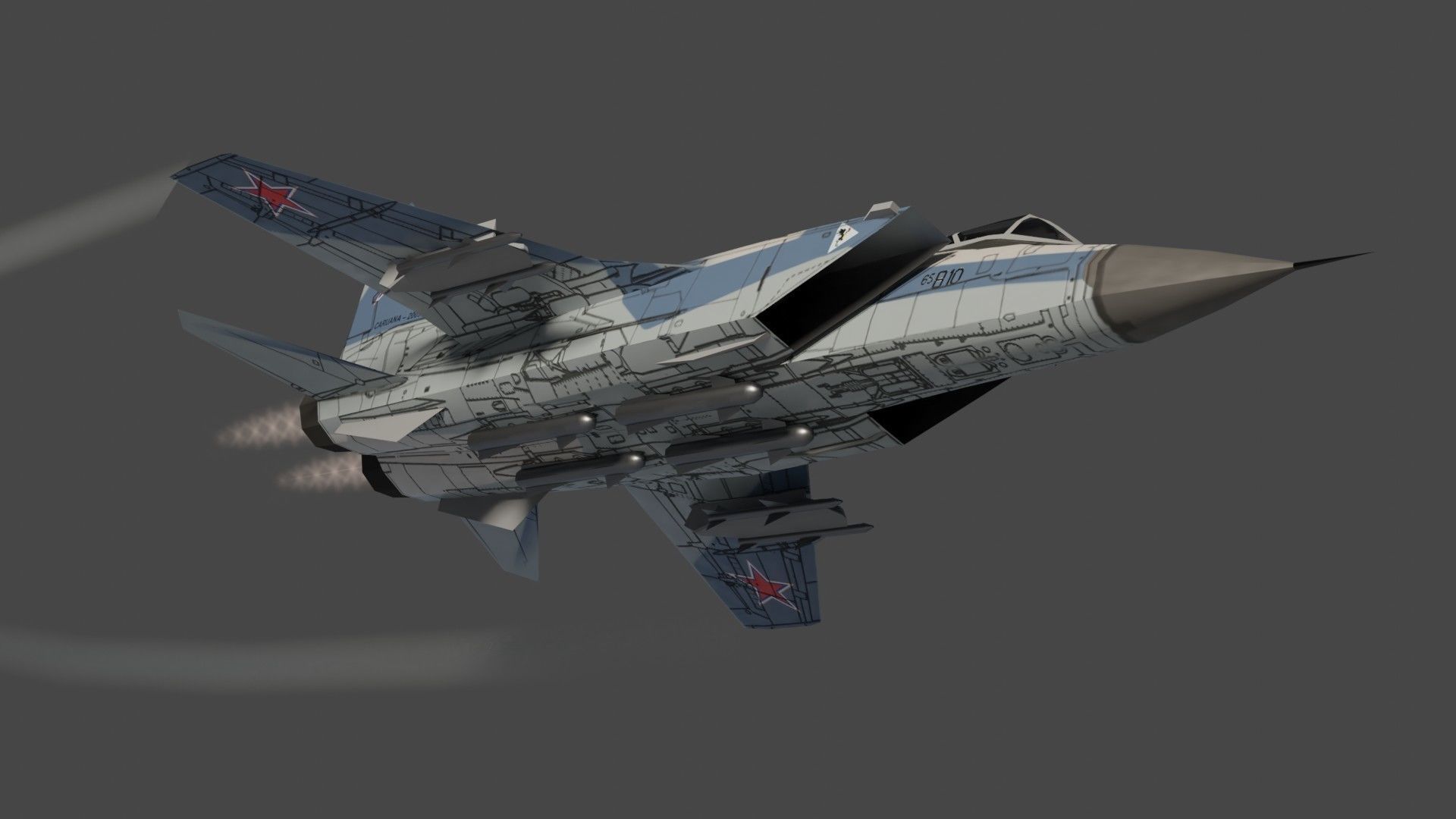 MIG-31 Foxhound jet fighter Low-poly 3D model_11