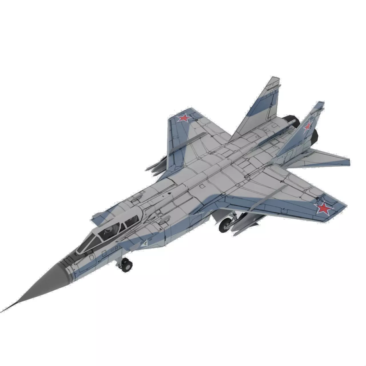 MIG-31 Foxhound jet fighter Low-poly 3D model_0