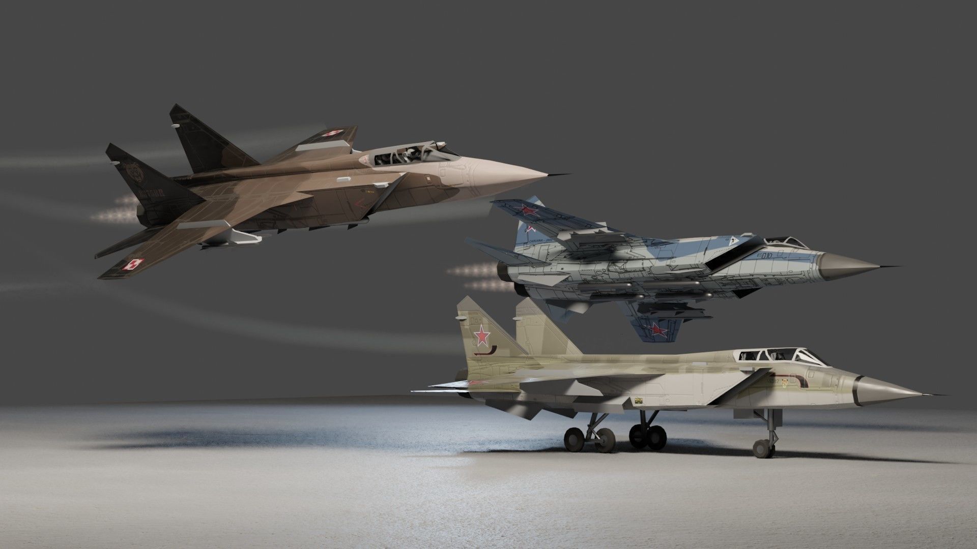 MIG-31 Foxhound jet fighter Low-poly 3D model_4