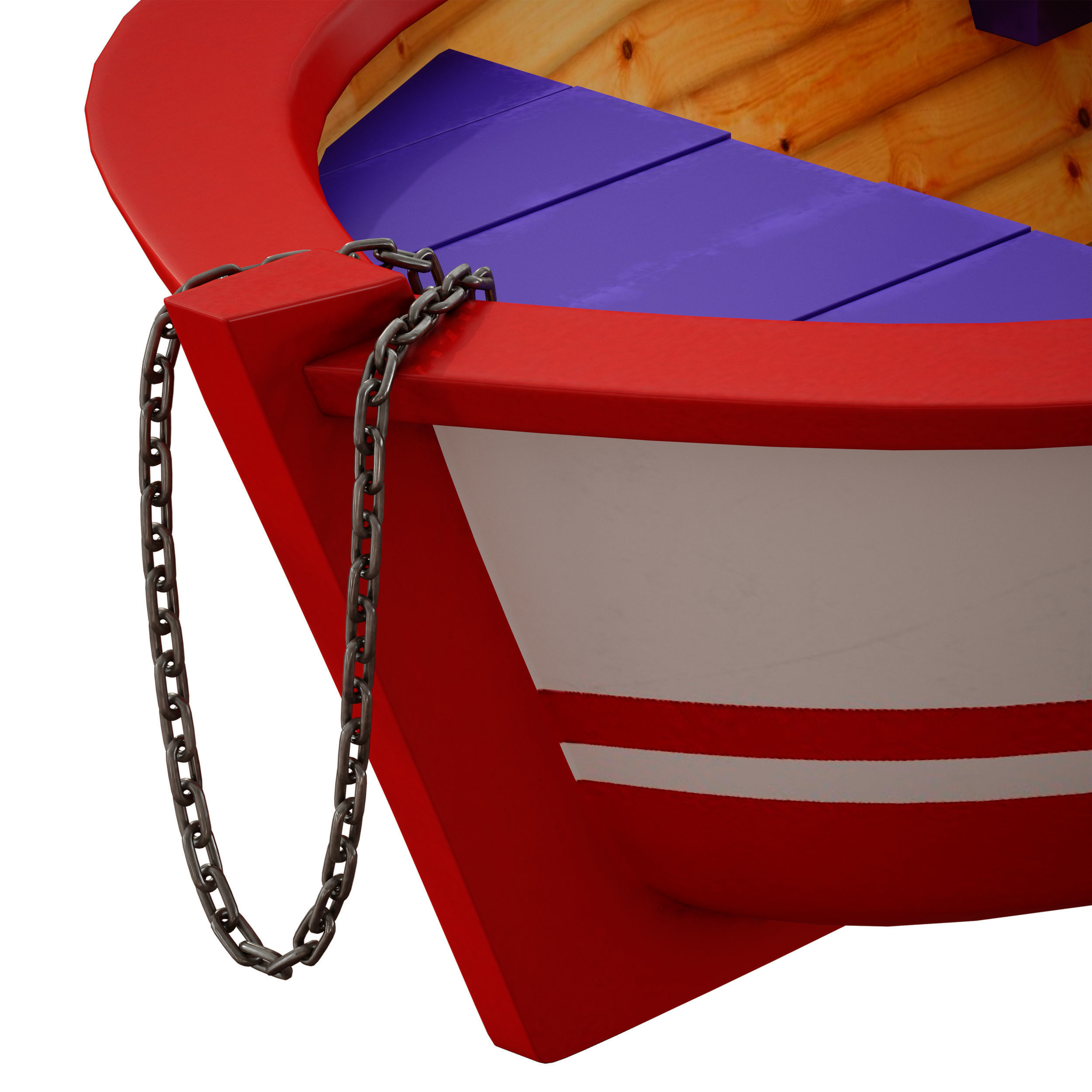 Wooden rowing boat 3D model_9