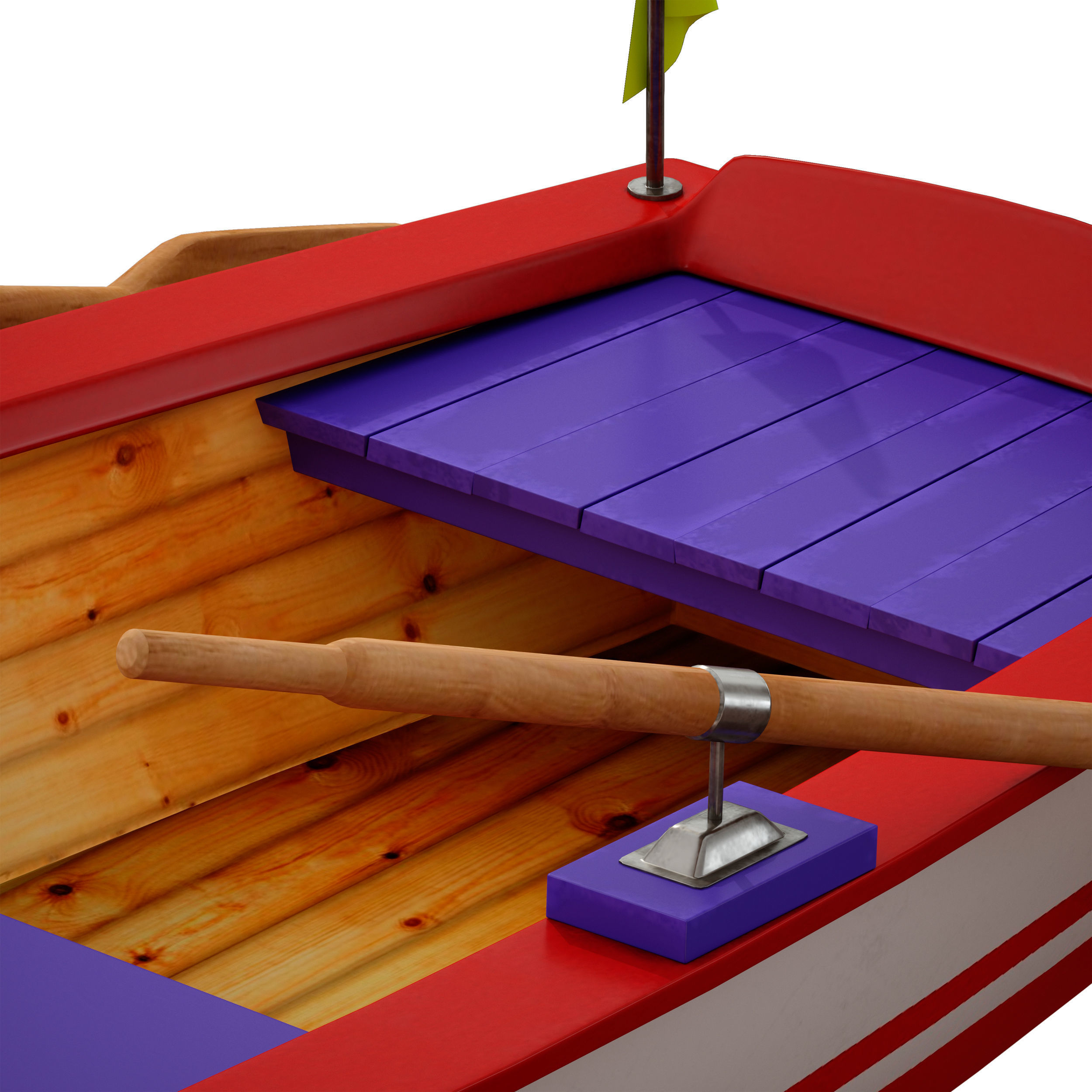 Wooden rowing boat 3D model_8