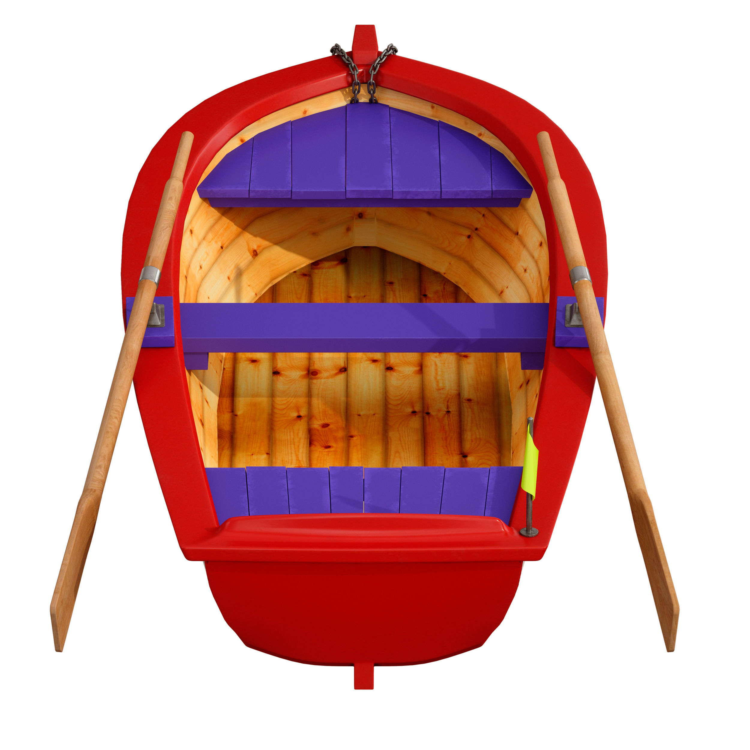 Wooden rowing boat 3D model_5