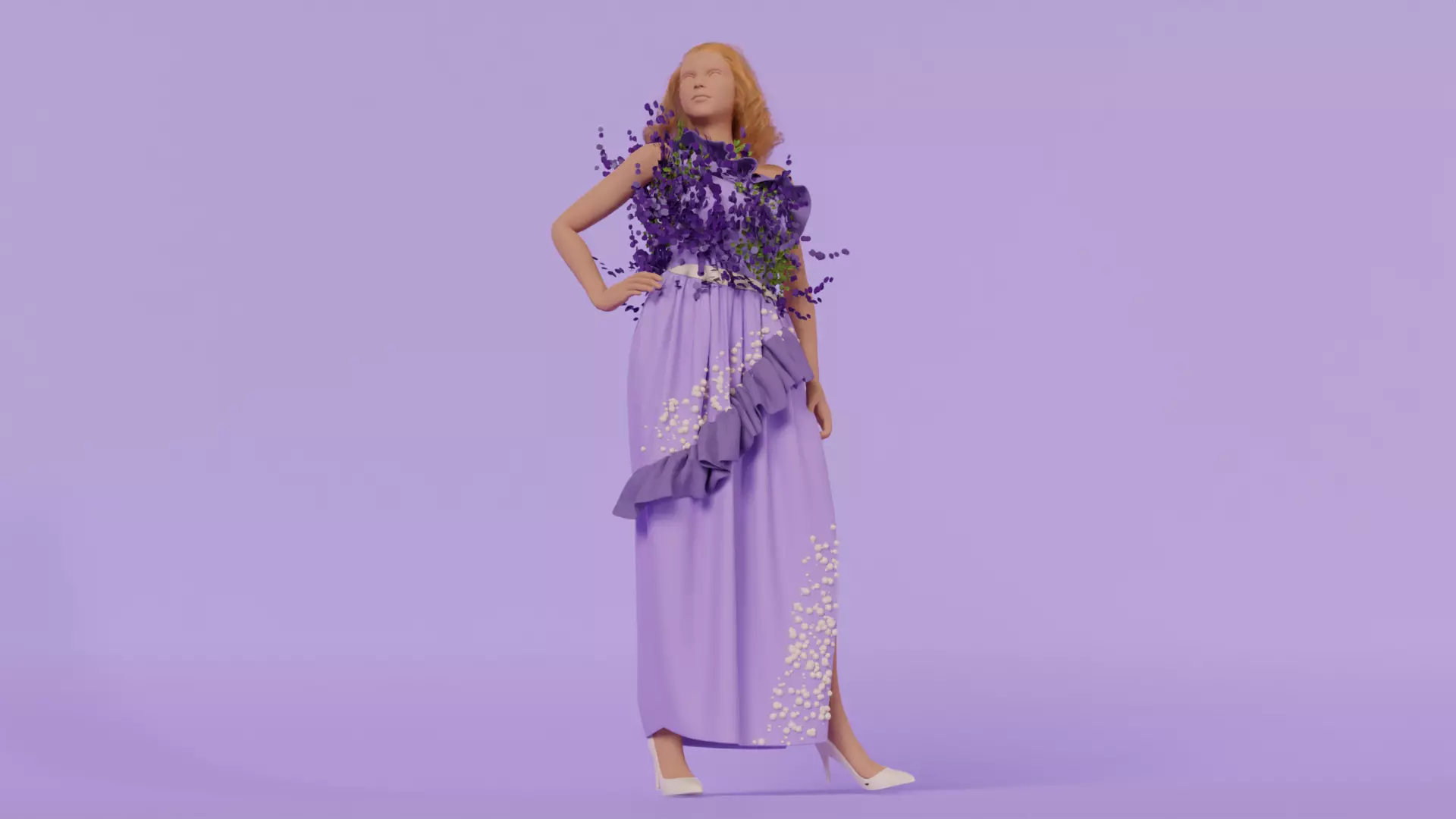 FREE Purple Flowers and Pearls Garment Free low-poly 3D model