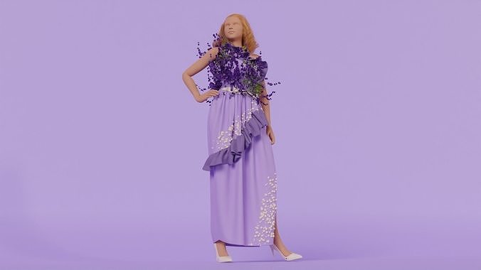 FREE Purple Flowers and Pearls Garment Free low-poly 3D model