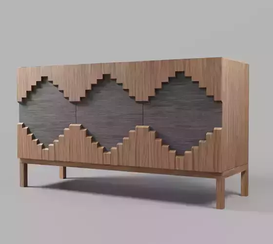 Table wooden sideboard with geometric patterns