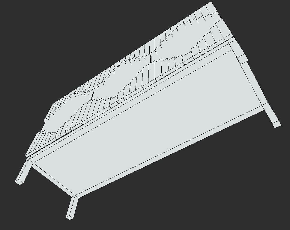 Table wooden sideboard with geometric patterns Low-poly 3D model_9