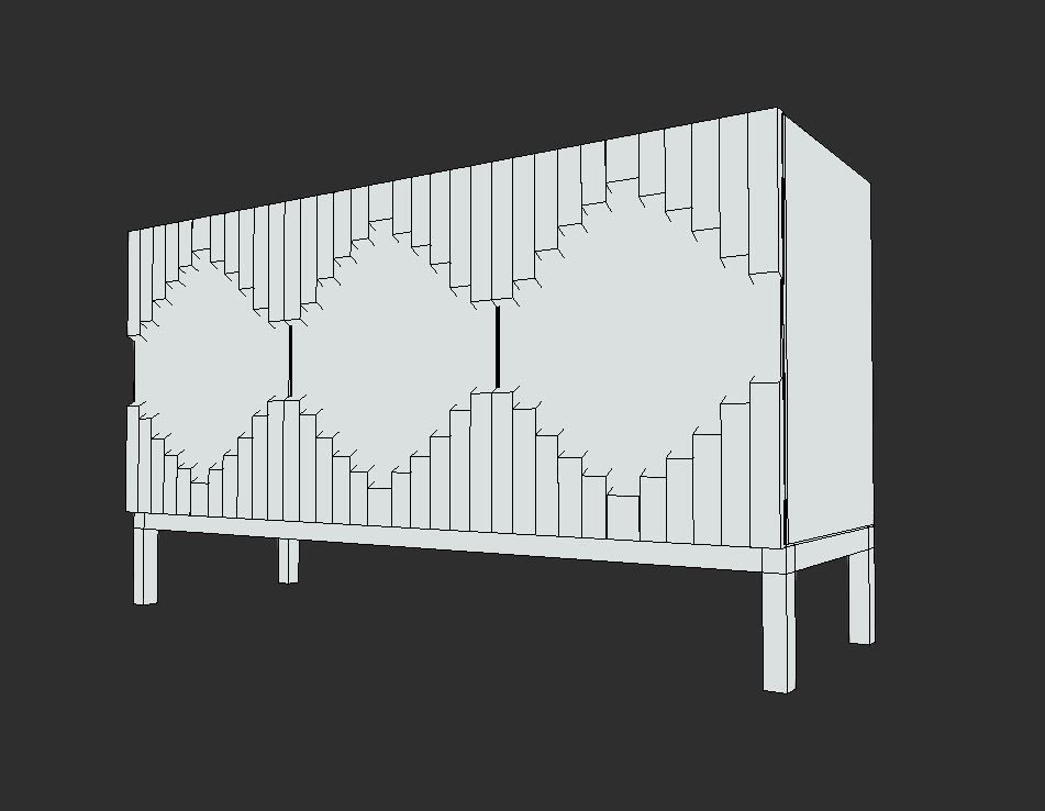 Table wooden sideboard with geometric patterns Low-poly 3D model_6