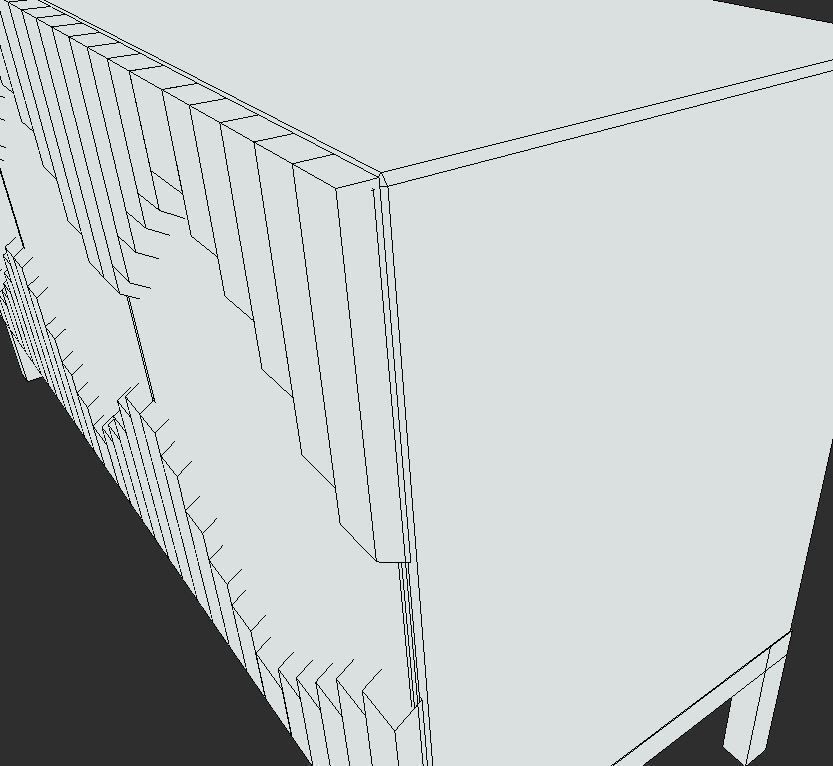 Table wooden sideboard with geometric patterns Low-poly 3D model_8