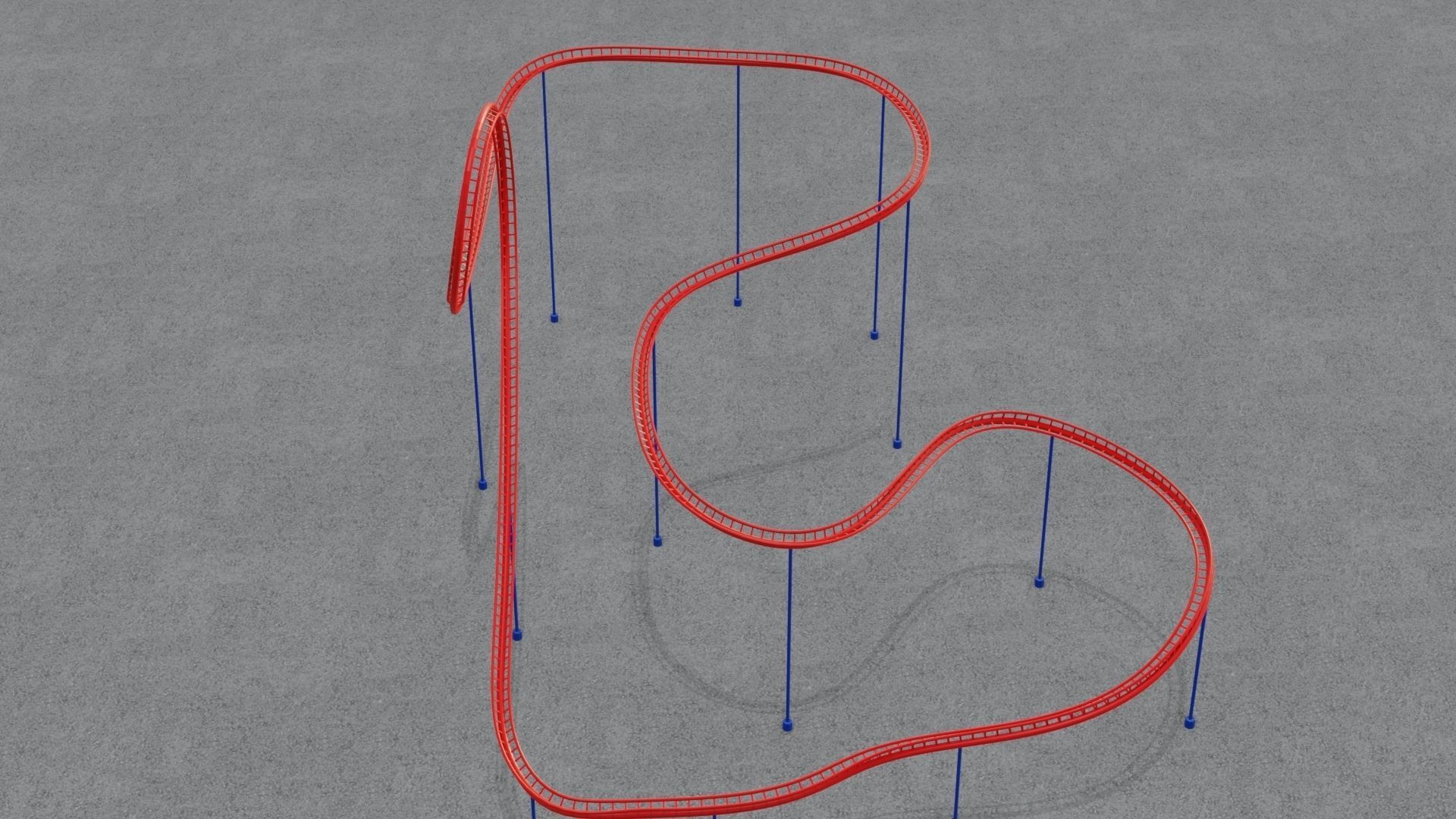 Rollercoaster roller coaster with lines Low-poly 3D model_7