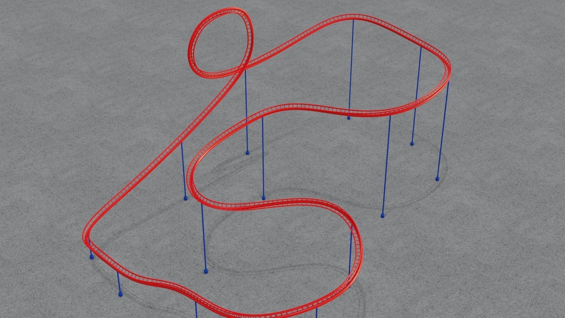 Rollercoaster roller coaster with lines Low-poly 3D model_4