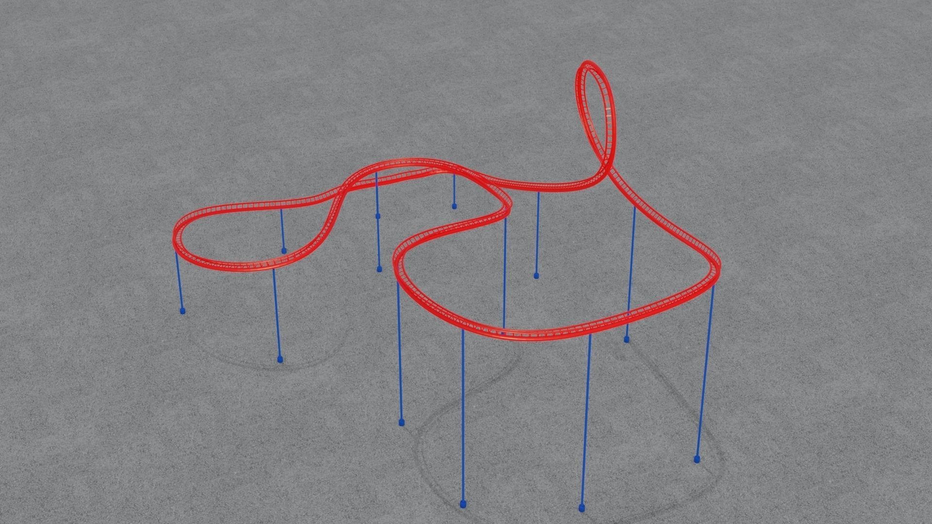 Rollercoaster roller coaster with lines Low-poly 3D model_22