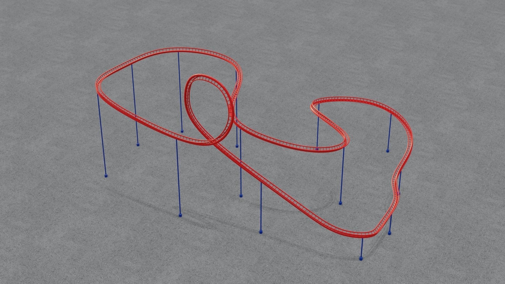Rollercoaster roller coaster with lines Low-poly 3D model_11