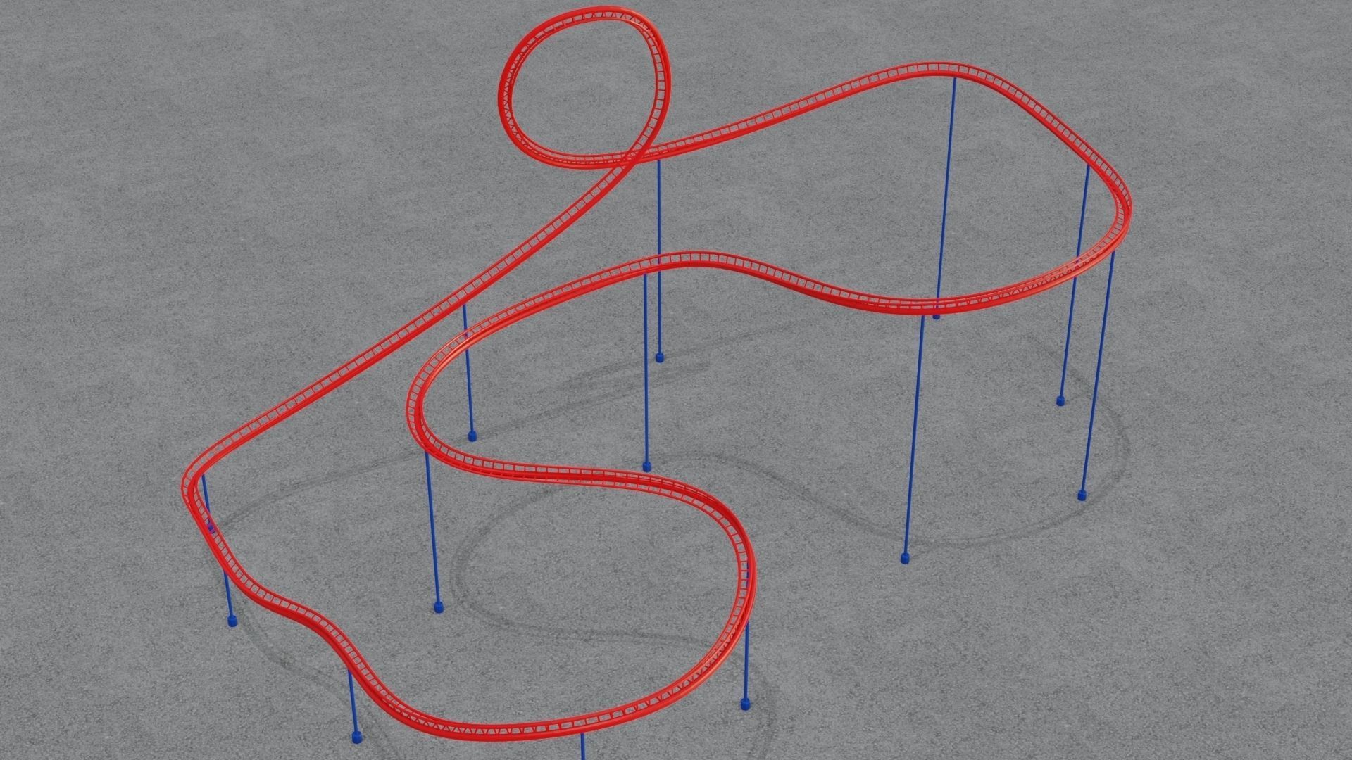 Rollercoaster roller coaster with lines Low-poly 3D model_3