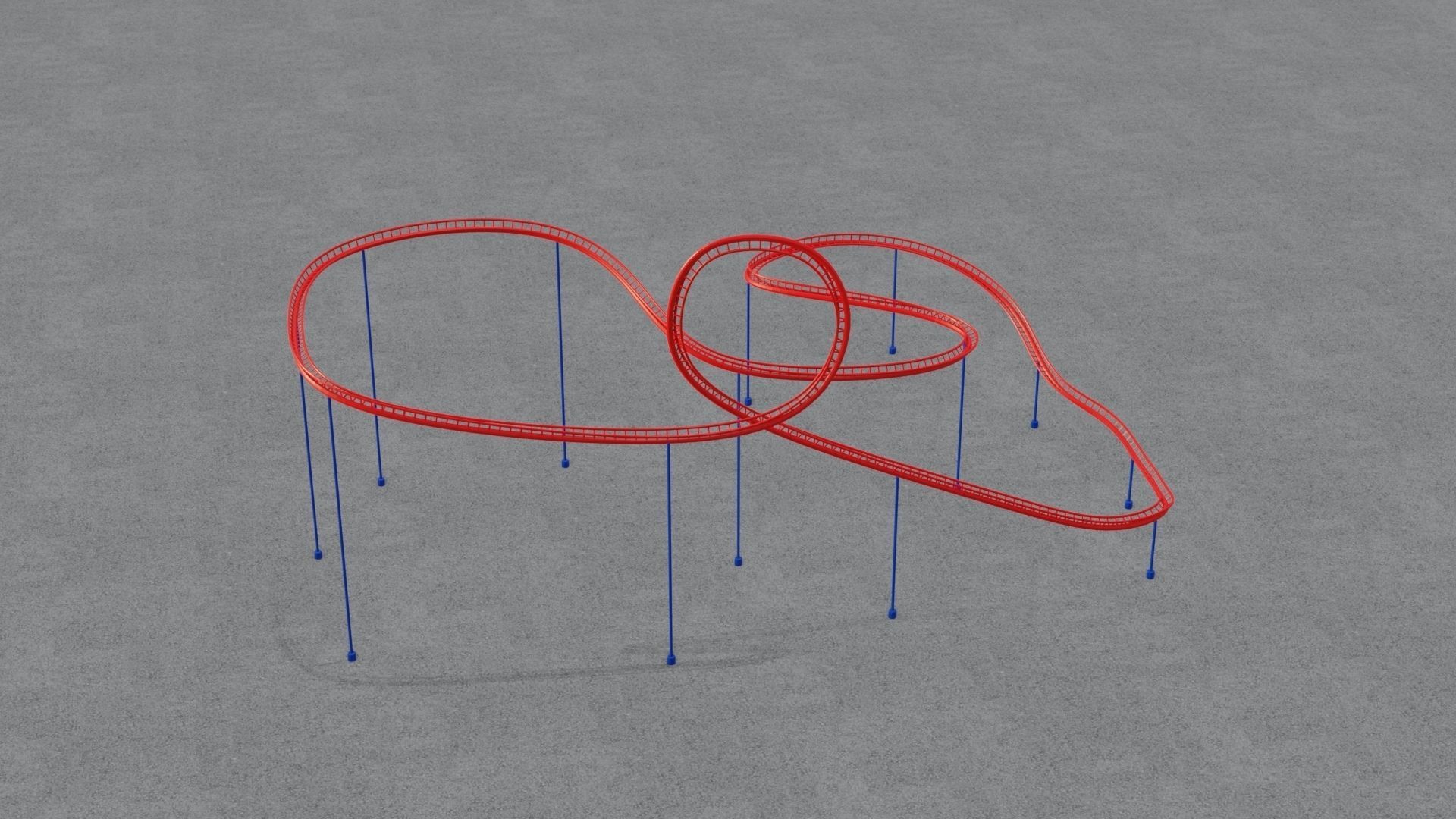 Rollercoaster roller coaster with lines Low-poly 3D model_14