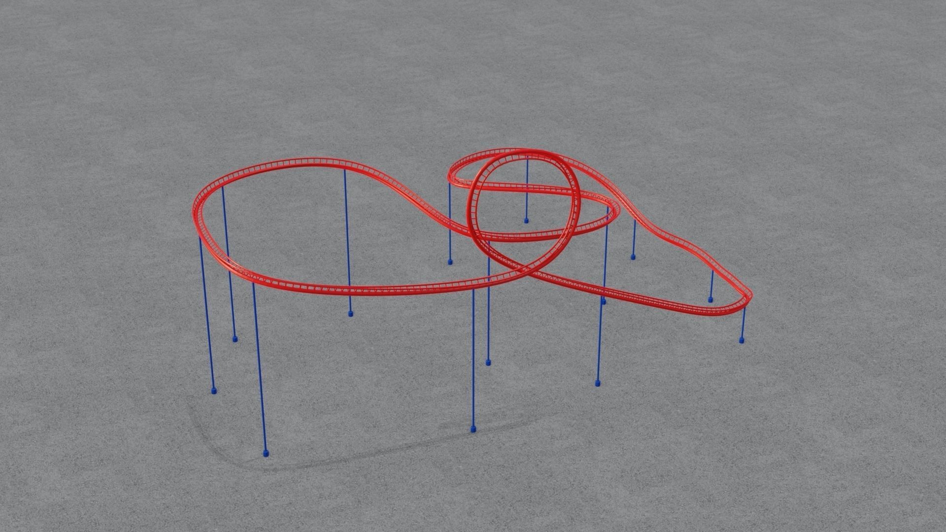 Rollercoaster roller coaster with lines Low-poly 3D model_15