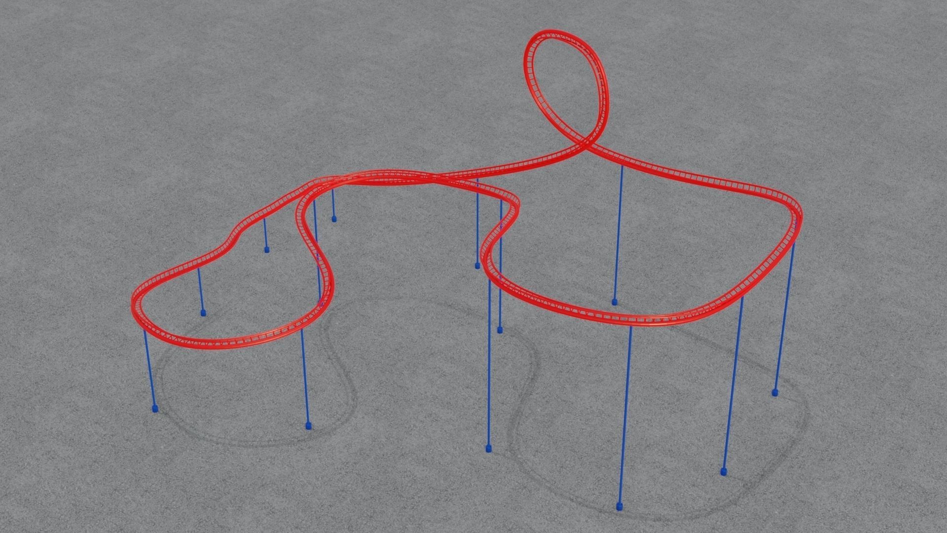 Rollercoaster roller coaster with lines Low-poly 3D model_24