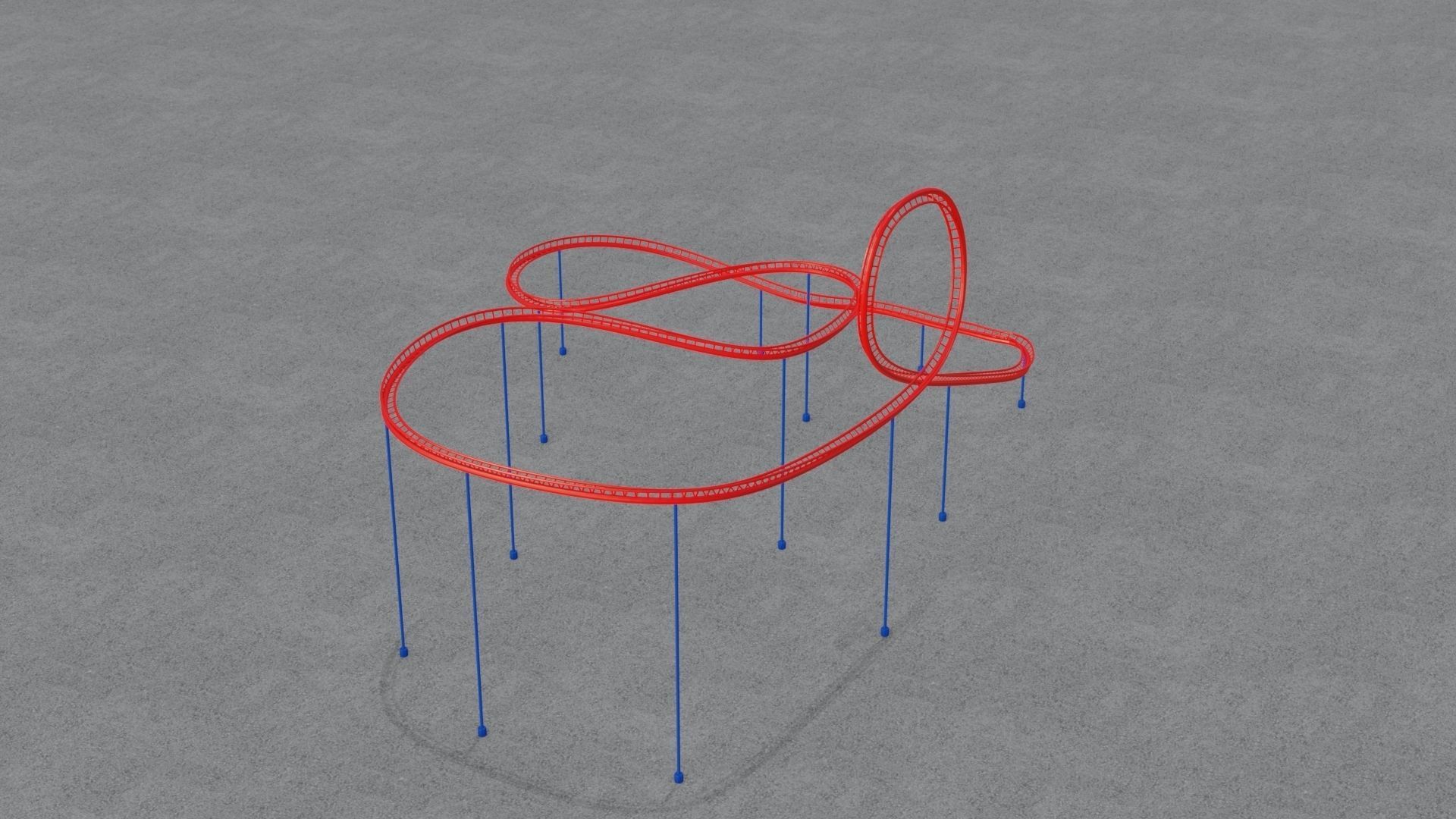 Rollercoaster roller coaster with lines Low-poly 3D model_18