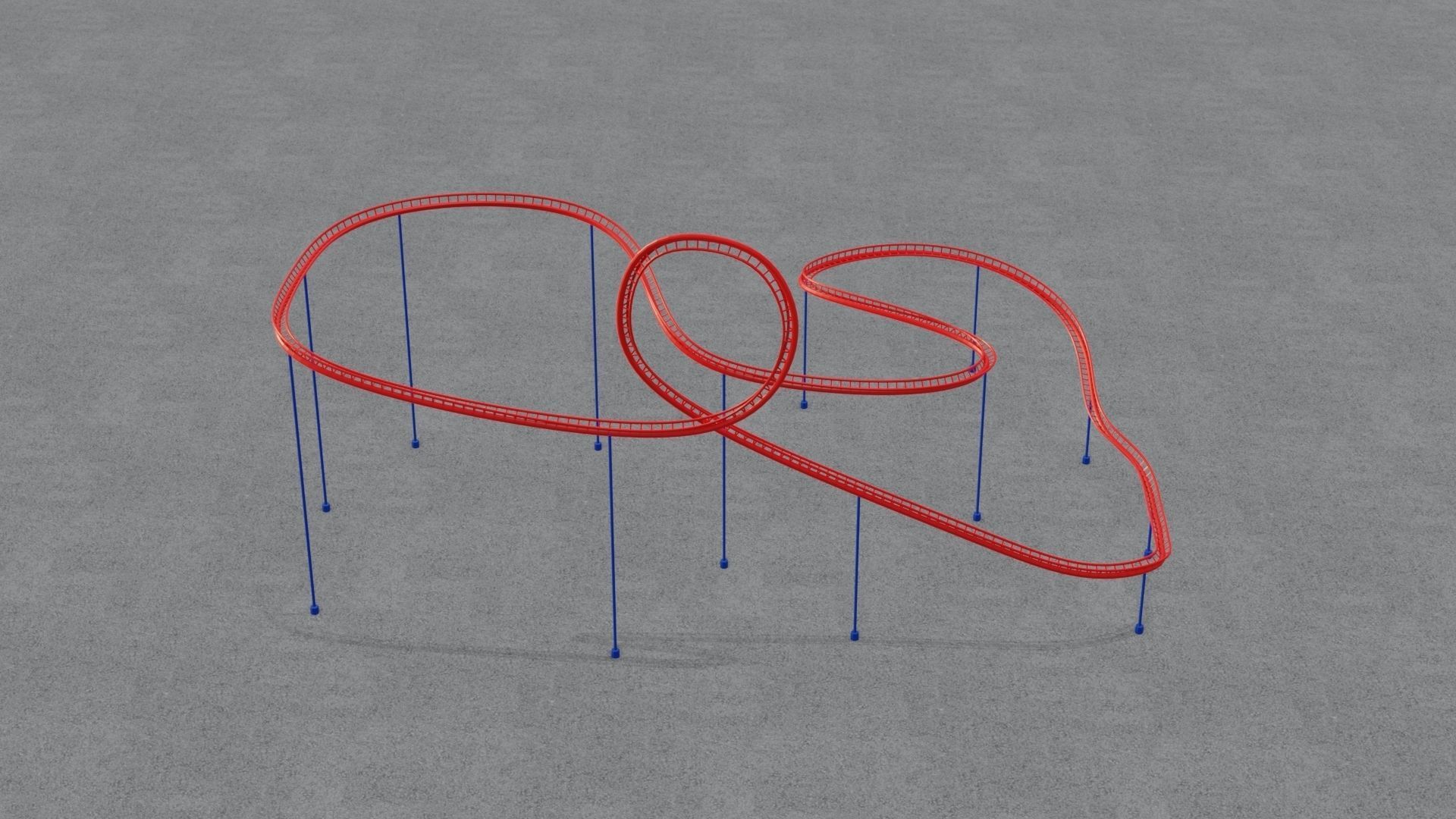 Rollercoaster roller coaster with lines Low-poly 3D model_13