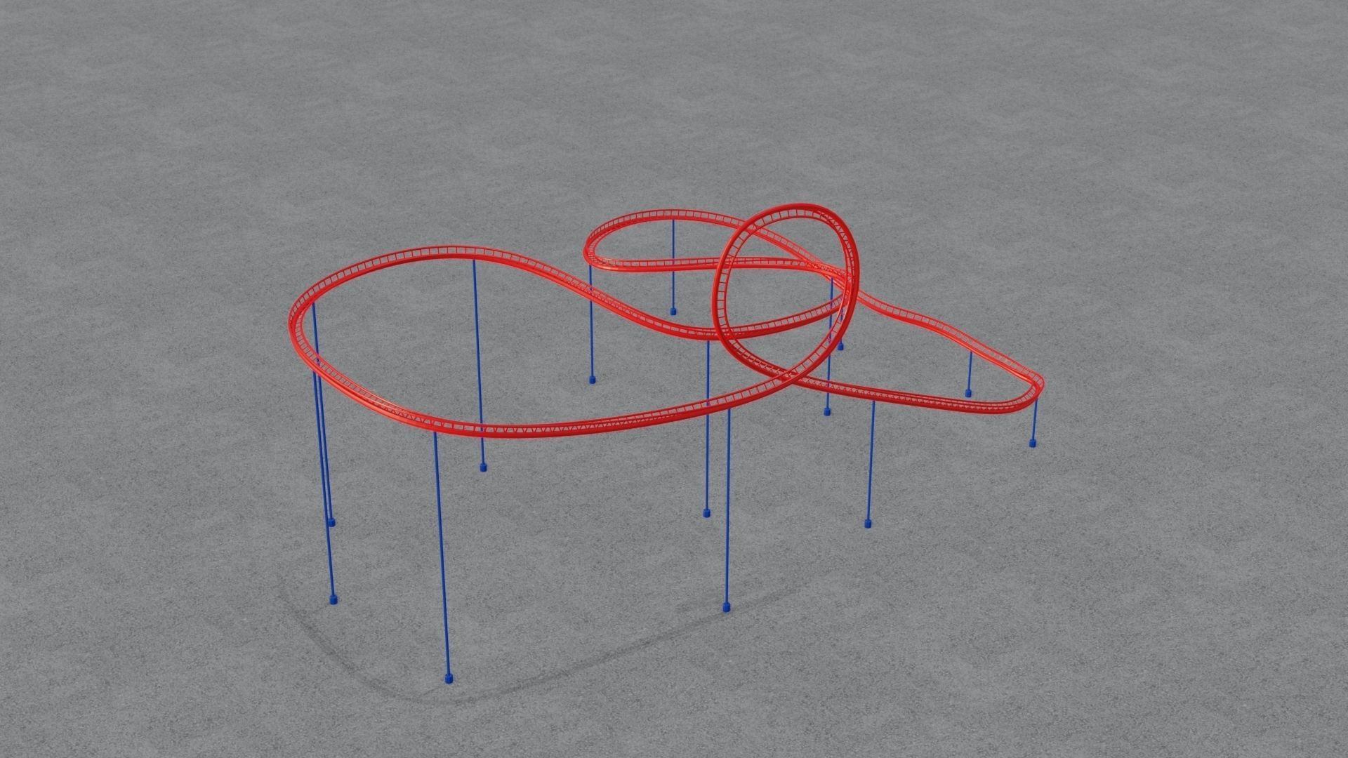 Rollercoaster roller coaster with lines Low-poly 3D model_16