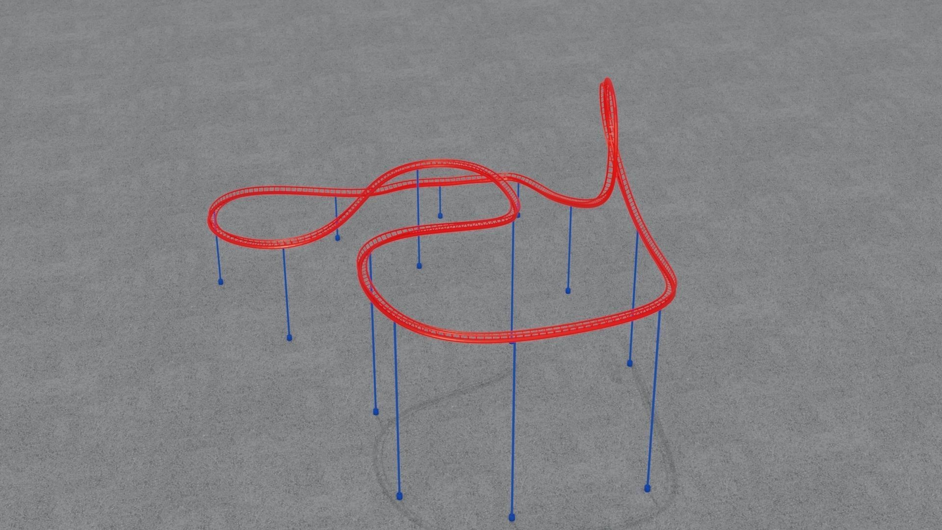 Rollercoaster roller coaster with lines Low-poly 3D model_21