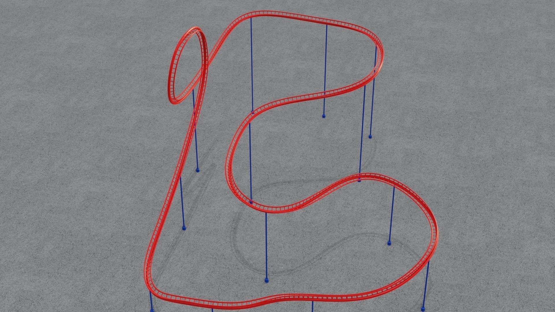 Rollercoaster roller coaster with lines Low-poly 3D model_6