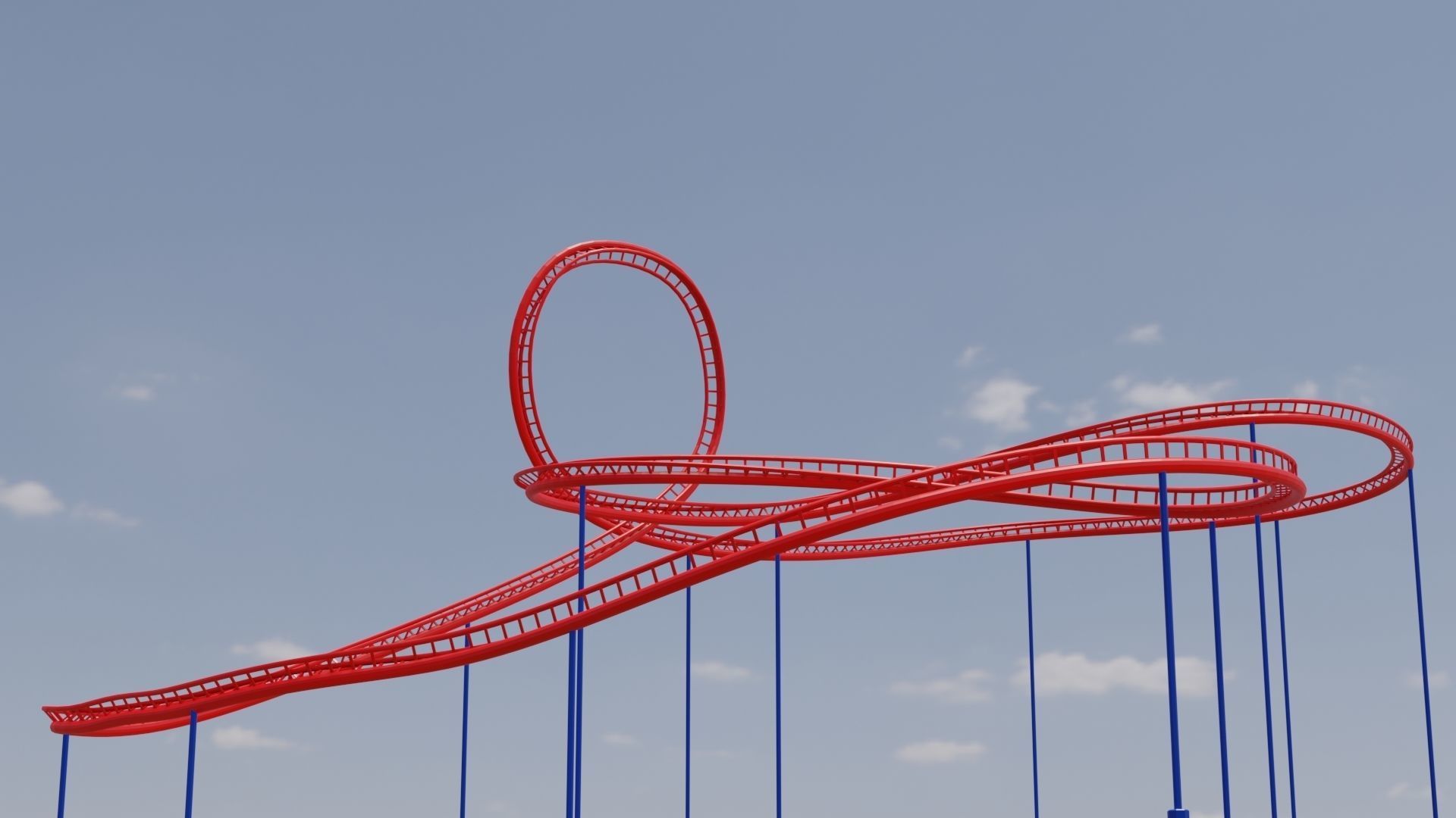Rollercoaster roller coaster with lines Low-poly 3D model_1