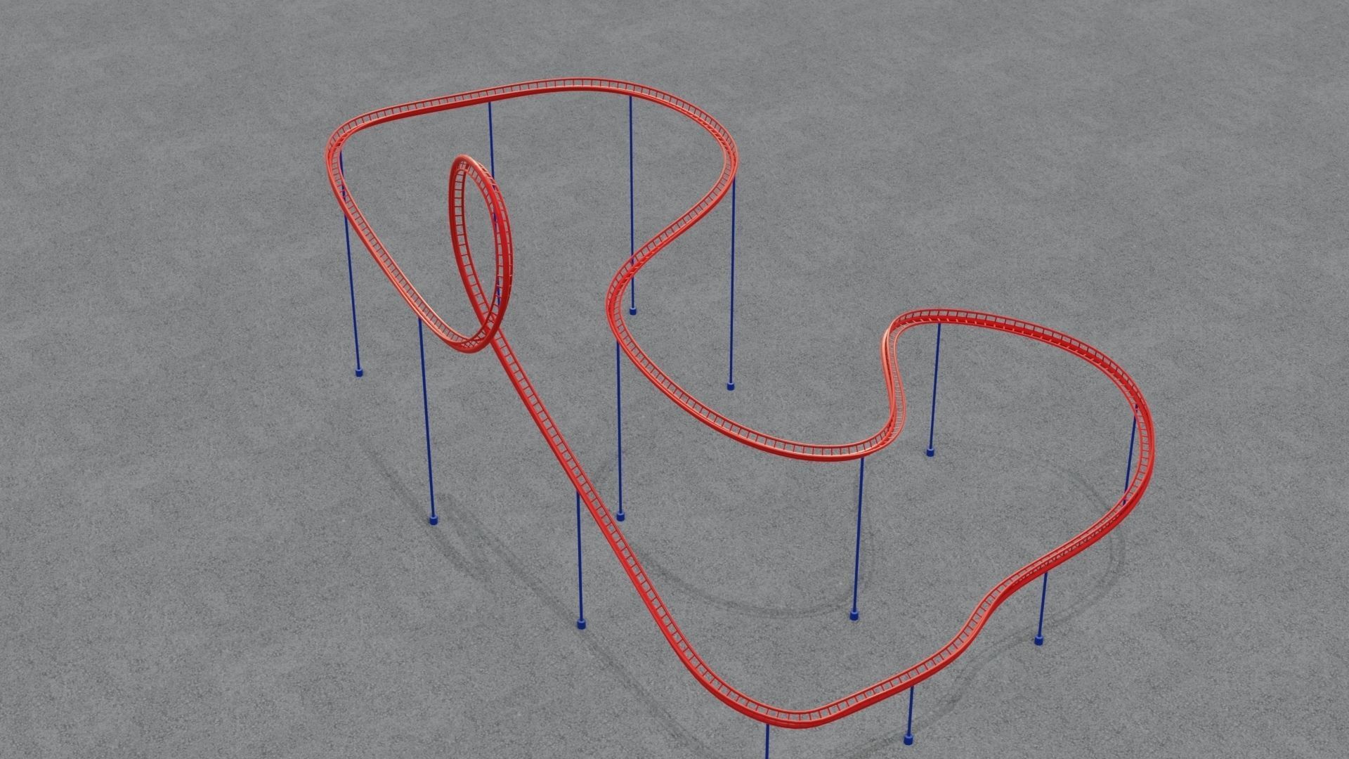 Rollercoaster roller coaster with lines Low-poly 3D model_9