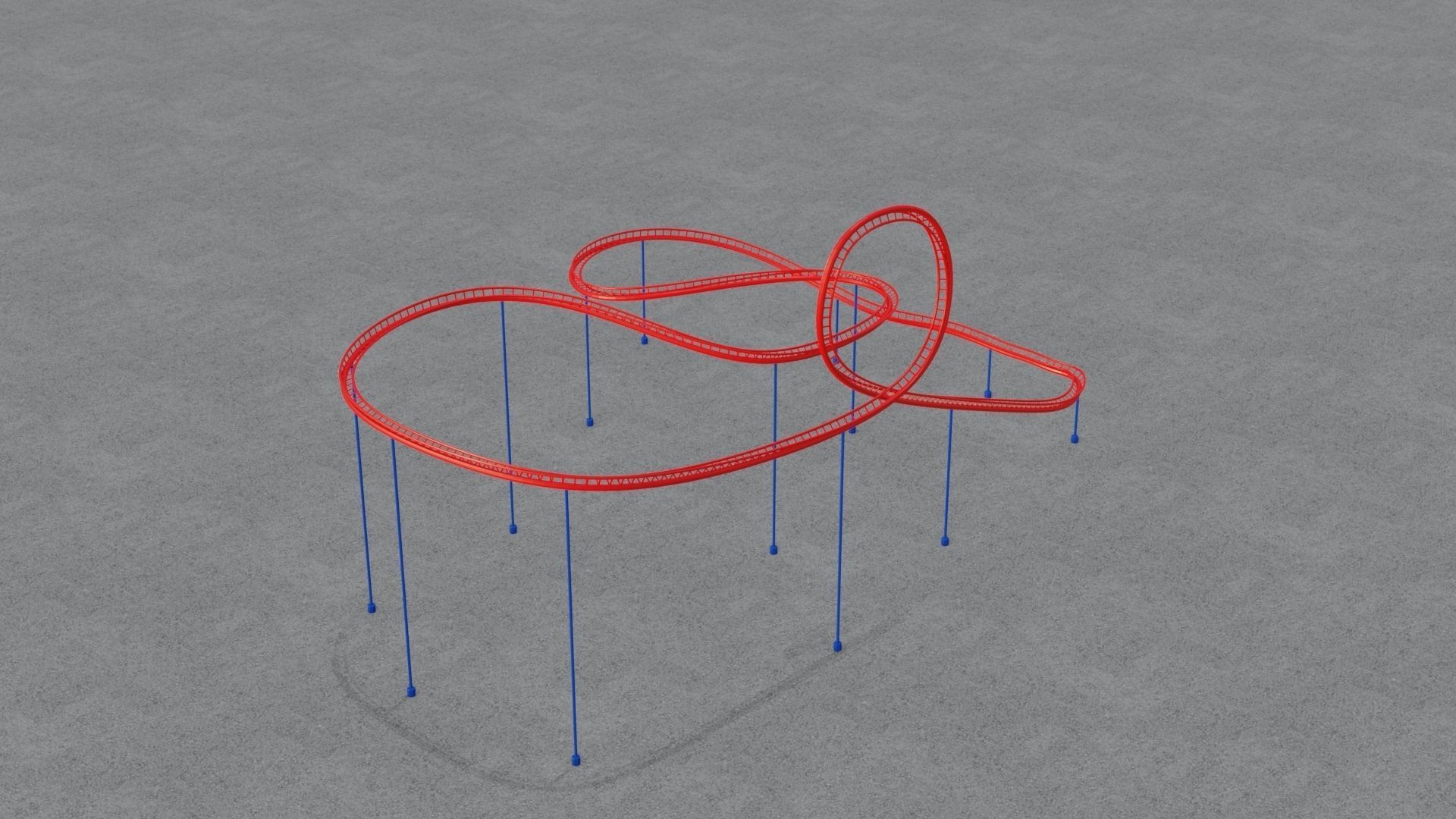 Rollercoaster roller coaster with lines Low-poly 3D model_17