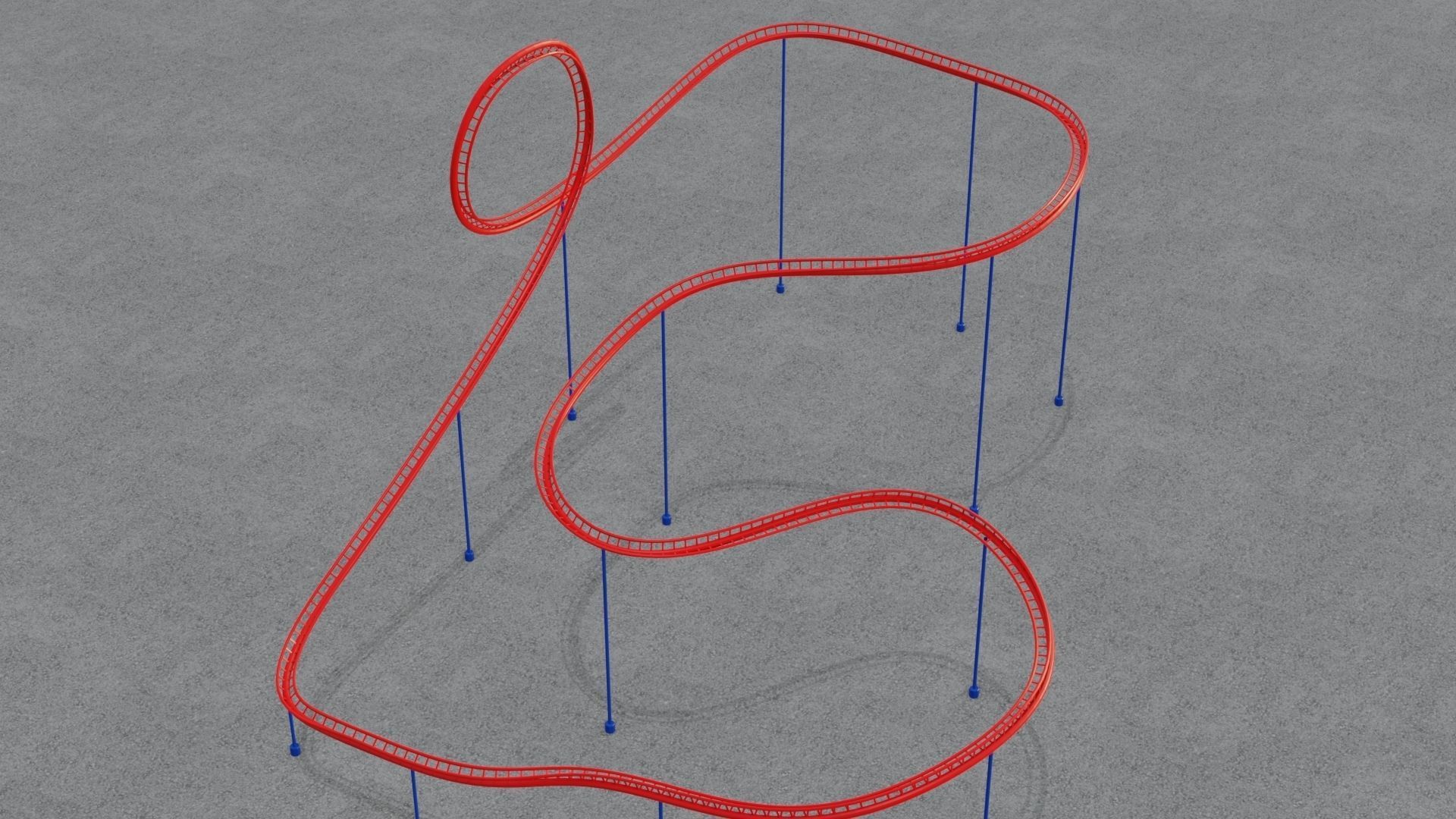 Rollercoaster roller coaster with lines Low-poly 3D model_5