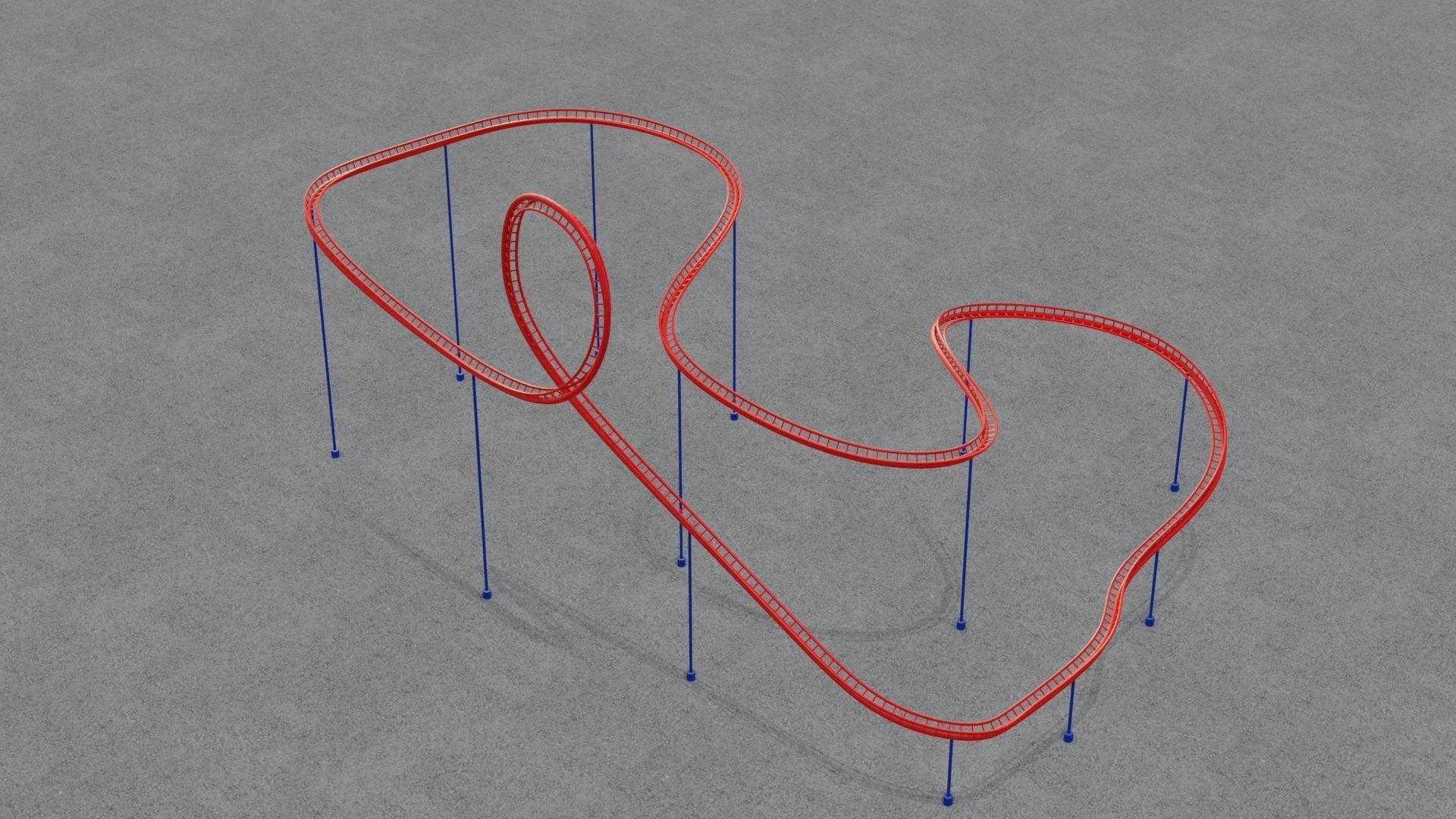 Rollercoaster roller coaster with lines Low-poly 3D model_10